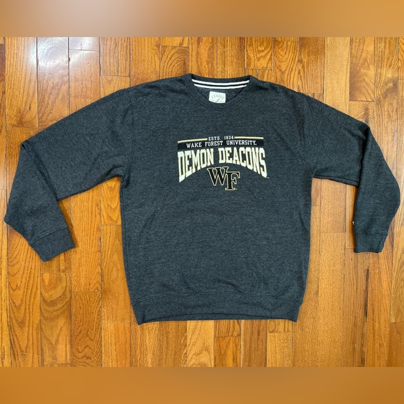 Wake Forest Demon Deacons Charcoal Crewneck Sweatshirt Men’s Large Preowned - Picture 1 of 13